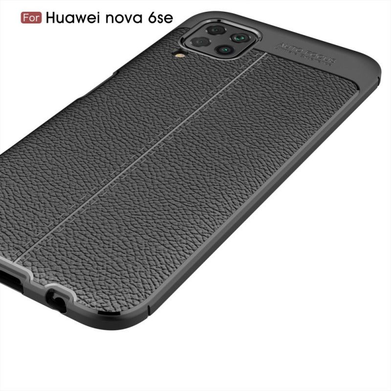 Cover Huawei P40 Lite Sort Dobbeltlinjeret Lychee-Lædereffekt