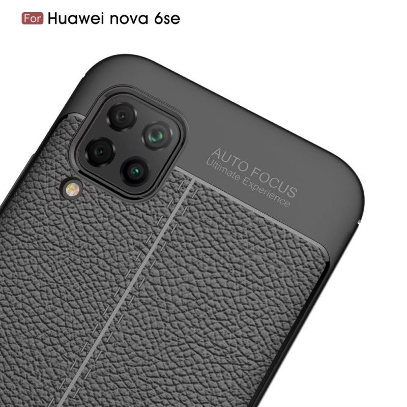 Cover Huawei P40 Lite Sort Dobbeltlinjeret Lychee-Lædereffekt