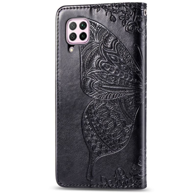 Flip Cover Huawei P40 Lite Lyseblå Mobilcover Halve Sommerfugle