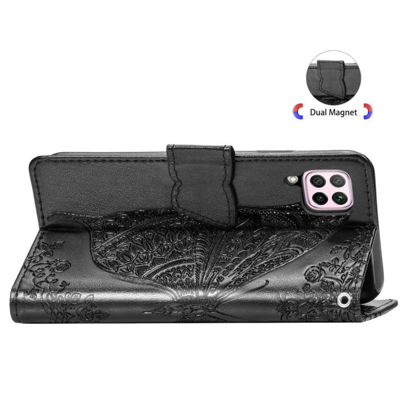 Flip Cover Huawei P40 Lite Lyseblå Mobilcover Halve Sommerfugle