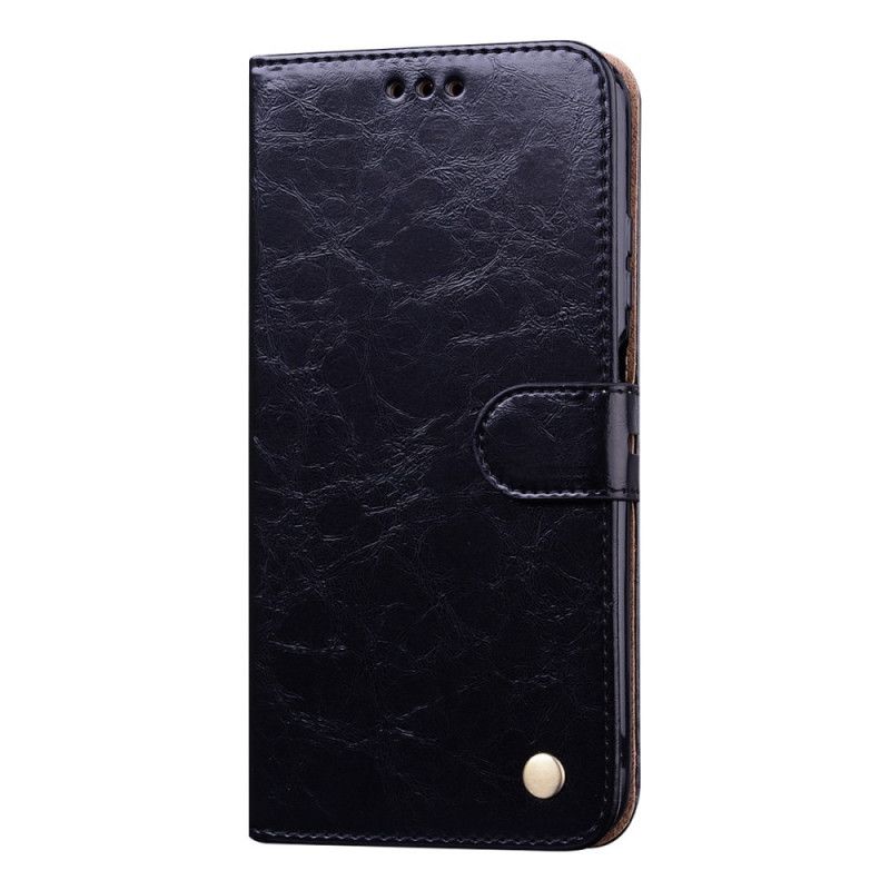Flip Cover Huawei P40 Lite Mørkeblå Vintage Lædereffekt Med Rem