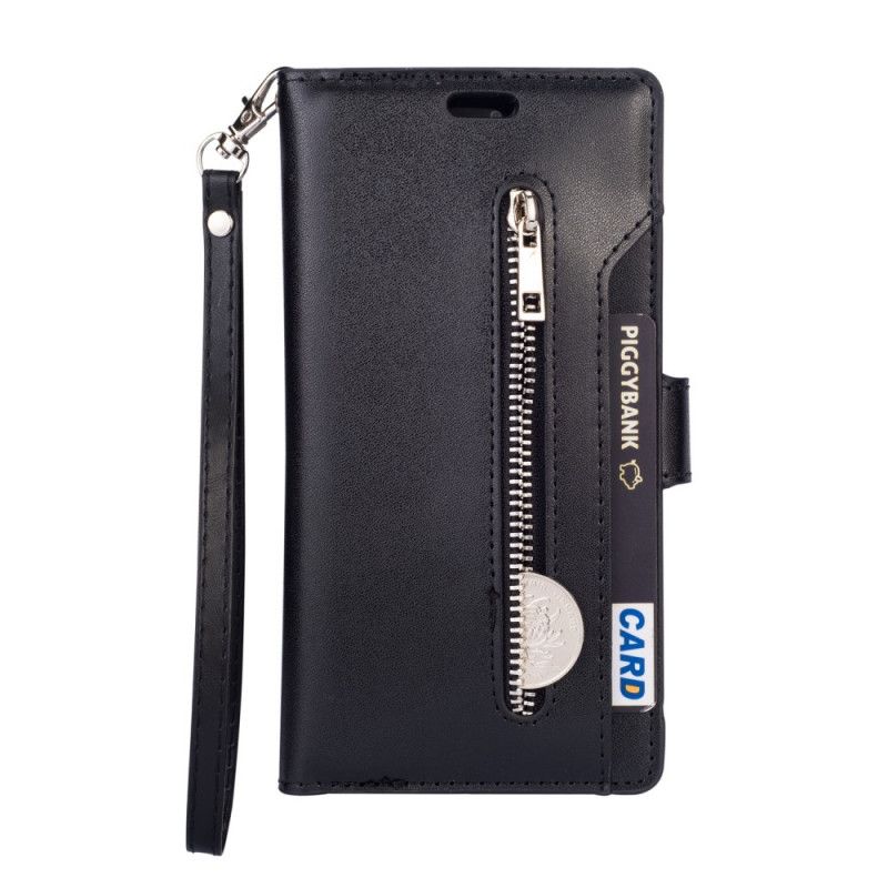 Flip Cover Huawei P40 Lite Sort Møntpung Med Snor
