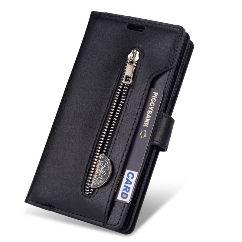 Flip Cover Huawei P40 Lite Sort Møntpung Med Snor