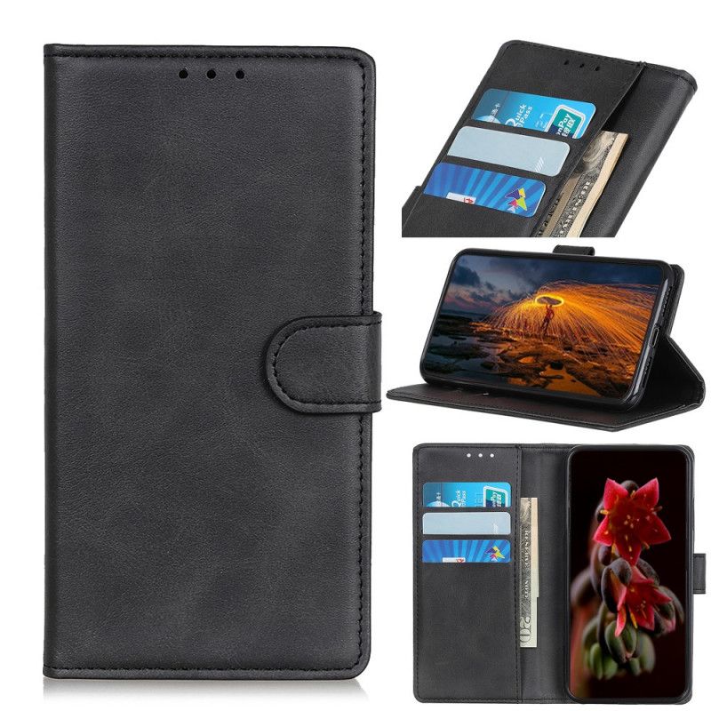 Flip Cover Huawei P40 Lite Sort Retro Mat Læder Effekt