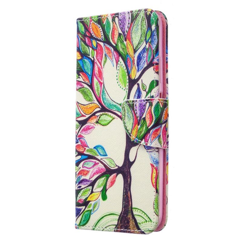 Flip Cover Læder for Huawei P40 Lite Farvet Træ