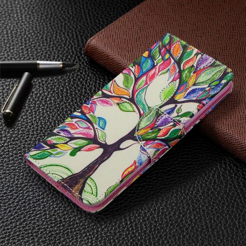 Flip Cover Læder for Huawei P40 Lite Farvet Træ