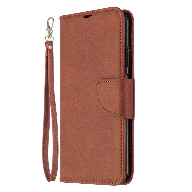 Flip Cover Læder for Huawei P40 Lite Mørkeblå Glat Skrå Flap