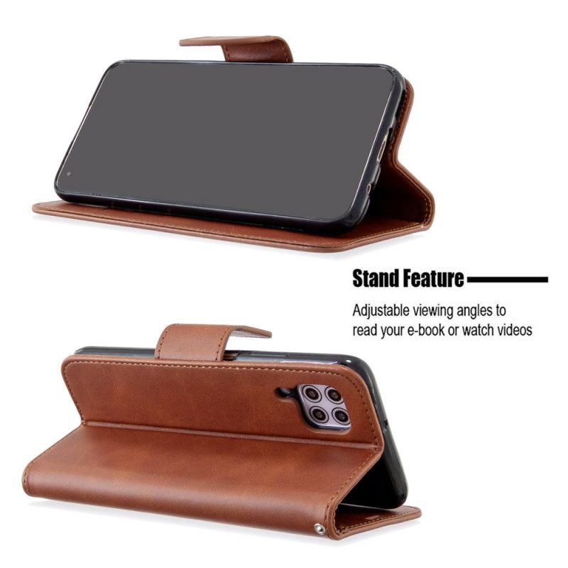 Flip Cover Læder for Huawei P40 Lite Mørkeblå Glat Skrå Flap