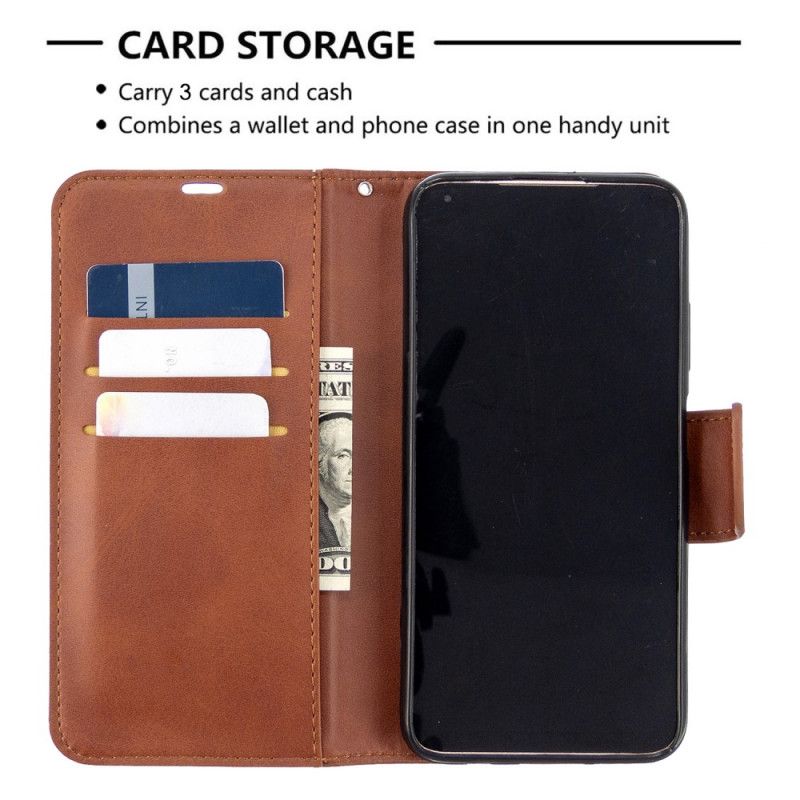 Flip Cover Læder for Huawei P40 Lite Mørkeblå Glat Skrå Flap