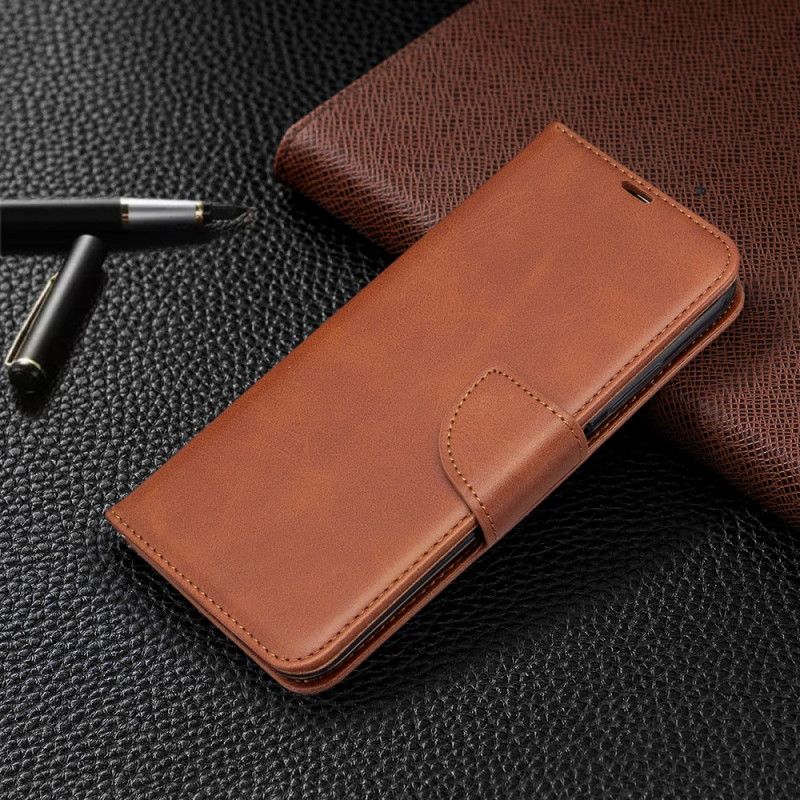 Flip Cover Læder for Huawei P40 Lite Mørkeblå Glat Skrå Flap