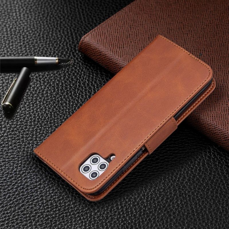 Flip Cover Læder for Huawei P40 Lite Mørkeblå Glat Skrå Flap