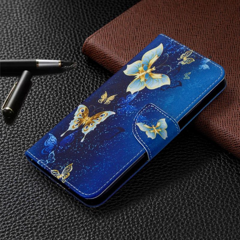 Flip Cover Læder for Huawei P40 Lite Sort Kongesommerfugle