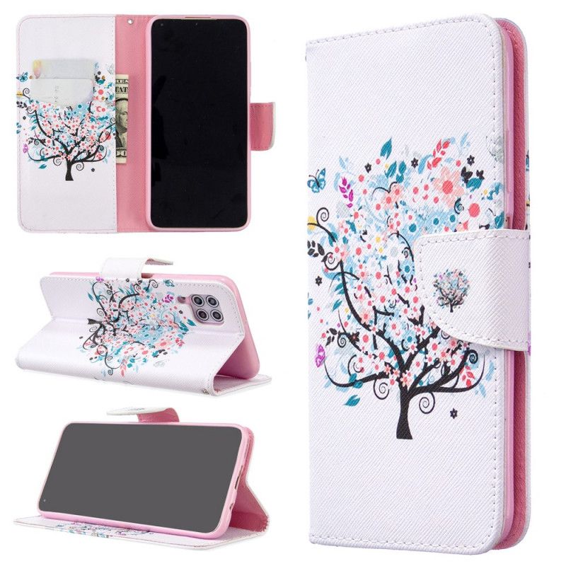 Flip Cover Læder Huawei P40 Lite Blomstret Træ