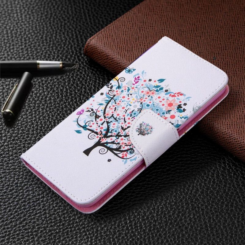 Flip Cover Læder Huawei P40 Lite Blomstret Træ