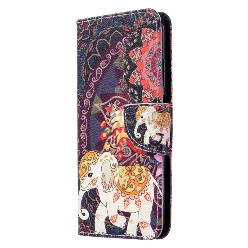 Flip Cover Læder Huawei P40 Lite Etnisk Elefantmandala