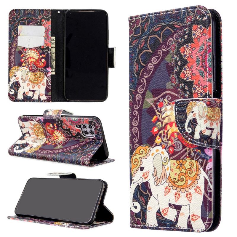 Flip Cover Læder Huawei P40 Lite Etnisk Elefantmandala
