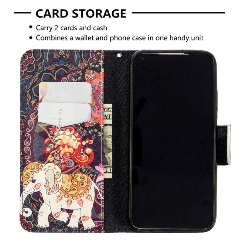 Flip Cover Læder Huawei P40 Lite Etnisk Elefantmandala
