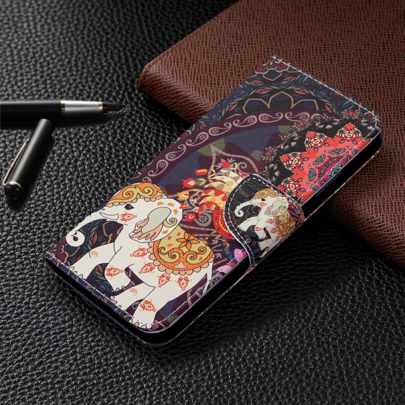 Flip Cover Læder Huawei P40 Lite Etnisk Elefantmandala