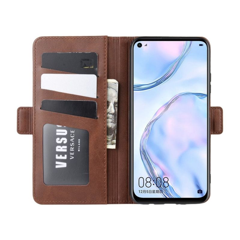 Flip Cover Læder Huawei P40 Lite Sort Dobbelt Flap