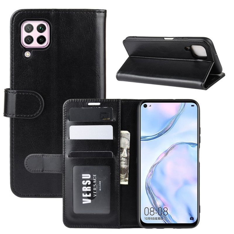 Flip Cover Læder Huawei P40 Lite Sort Klassisk Lås Original