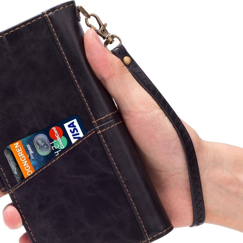 Flip Cover Læder Huawei P40 Lite Sort Retro Lås Og Rygspalte