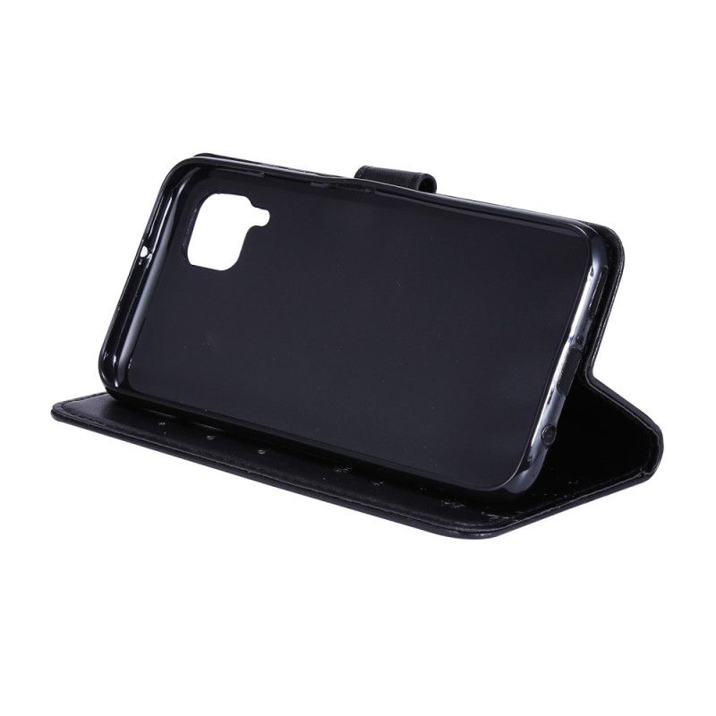 Flip Cover Læder Huawei P40 Lite Sort Sommerfugle Og Blomster
