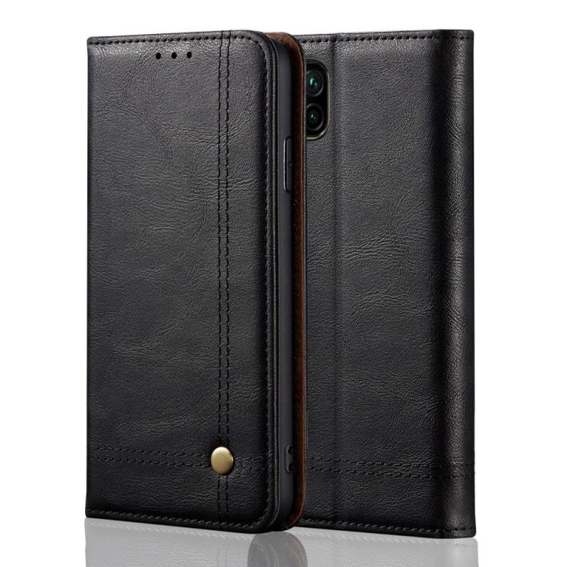 Læder Cover for Huawei P40 Lite Sort Syet Lædereffekt