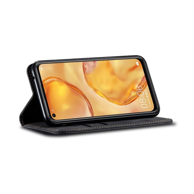 Læder Cover Huawei P40 Lite Mørkeblå Jeans I Imiteret Læder