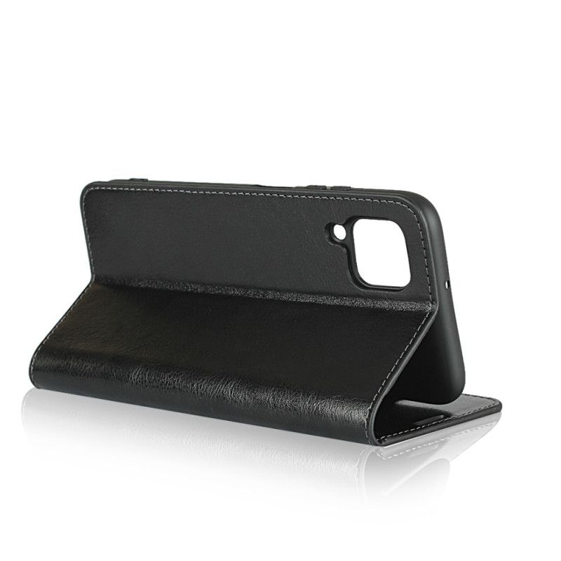 Læder Cover Huawei P40 Lite Sort Ægte Læder