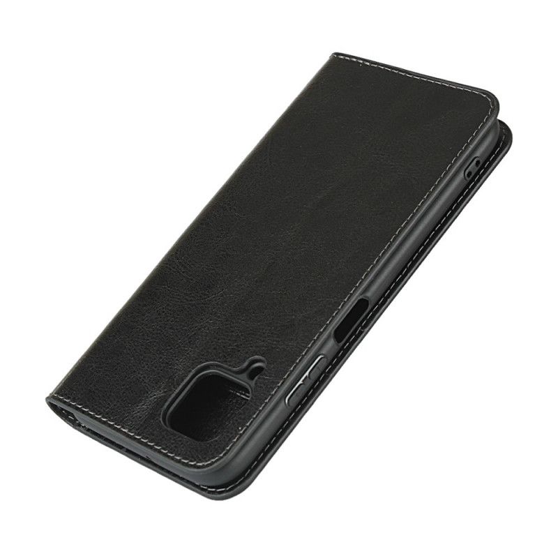 Læder Cover Huawei P40 Lite Sort Ægte Læder