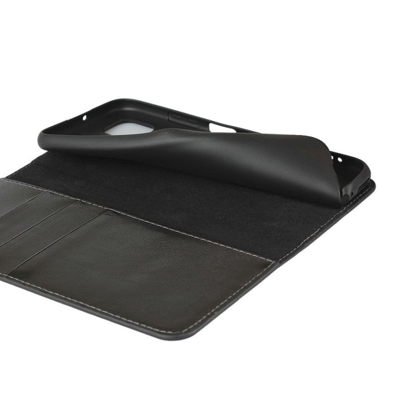 Læder Cover Huawei P40 Lite Sort Ægte Læder
