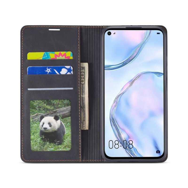 Læder Cover Huawei P40 Lite Sort Forwenw Lædereffekt Beskyttelse