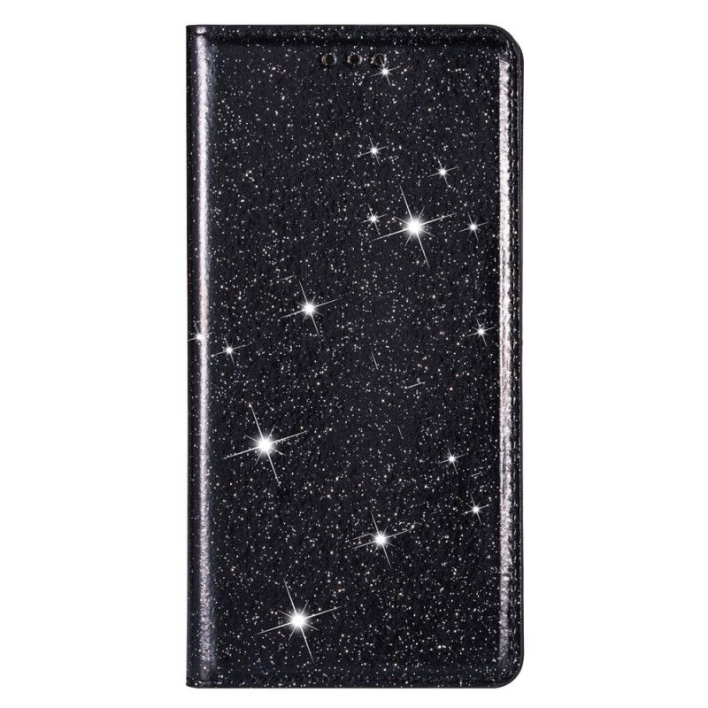 Læder Cover Huawei P40 Lite Sort Glitter Stil