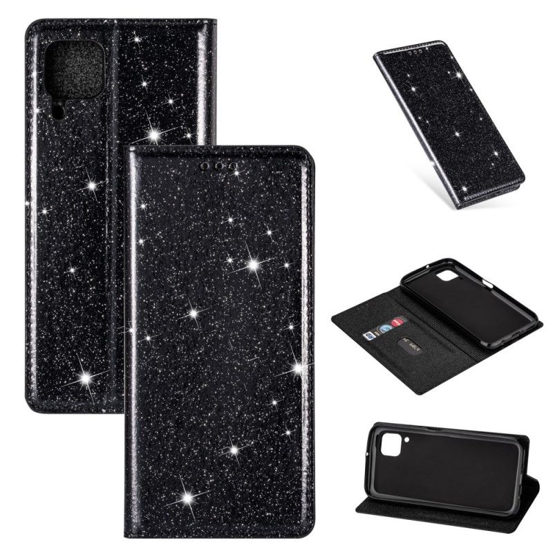 Læder Cover Huawei P40 Lite Sort Glitter Stil