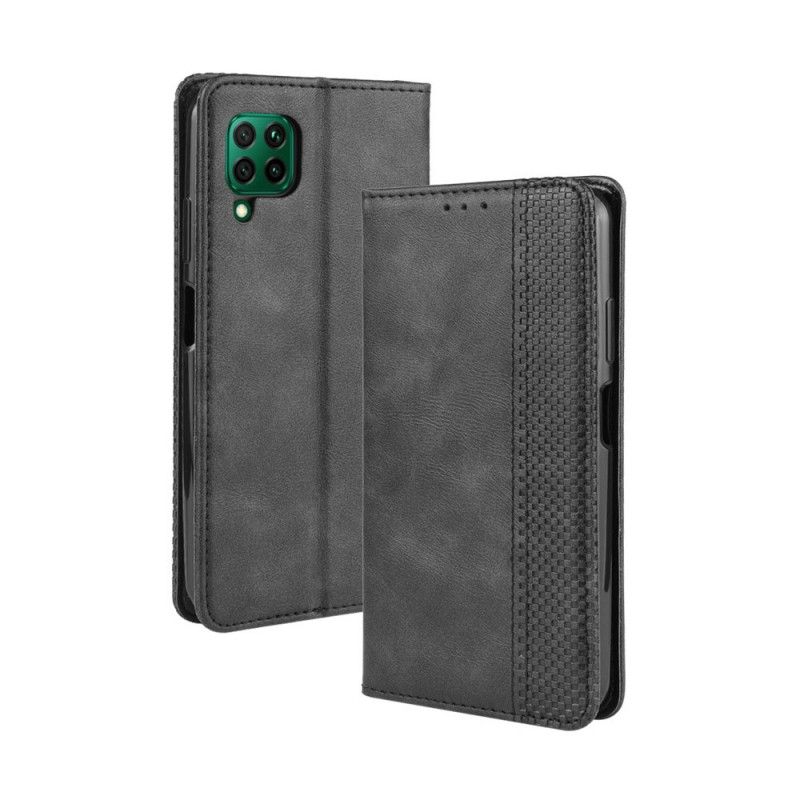 Læder Cover Huawei P40 Lite Sort Stiliseret Vintage Læder Effekt