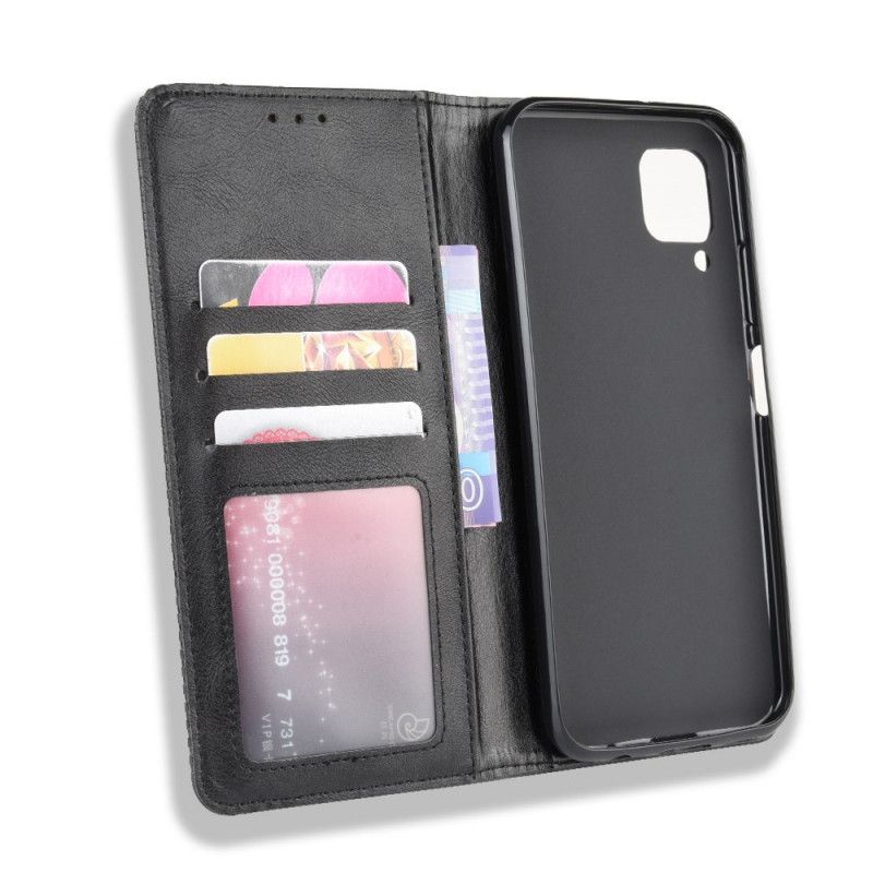Læder Cover Huawei P40 Lite Sort Stiliseret Vintage Læder Effekt