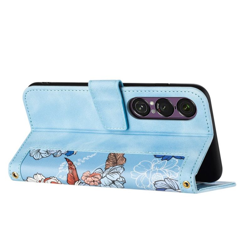 Flip Cover Sony Xperia 1 Vii Blomsterprint Med Rem