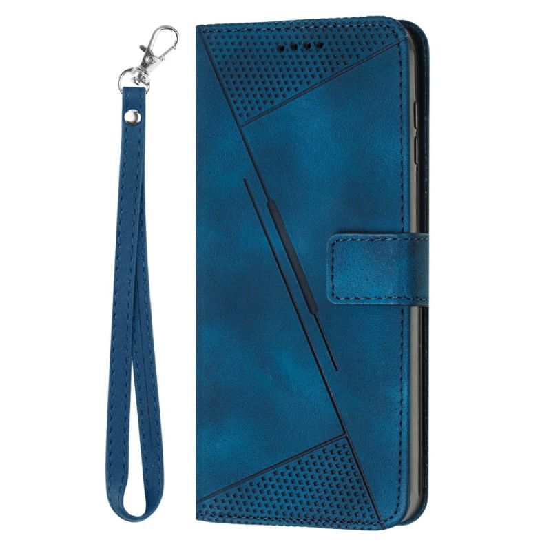 Flip Cover Sony Xperia 1 Vii Geometriske Linjer Med Stropper