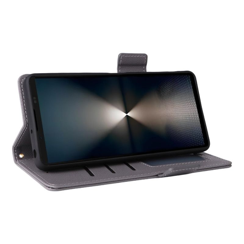 Flip Cover Sony Xperia 1 Vii Lychee-tekstur Med Rem