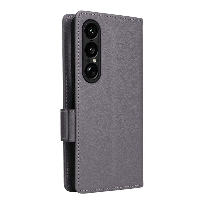 Flip Cover Sony Xperia 1 Vii Lychee-tekstur Med Rem