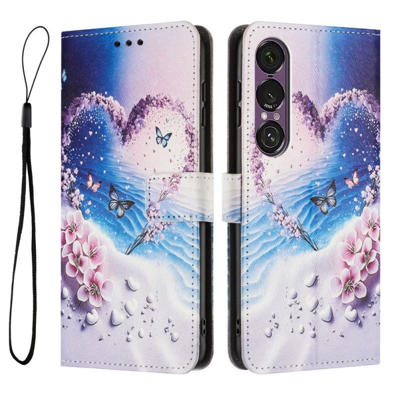 Flip Cover Sony Xperia 1 Vii Sommerfugl Og Hjerte