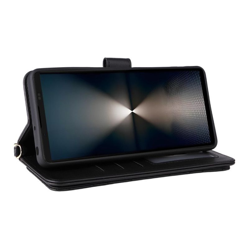 Læder Cover Sony Xperia 1 Vii Quiltet Med Rem Og Skulderrem