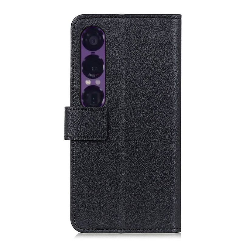 Læder Cover Sony Xperia 1 Vii Telefon Etui Klassisk Sort