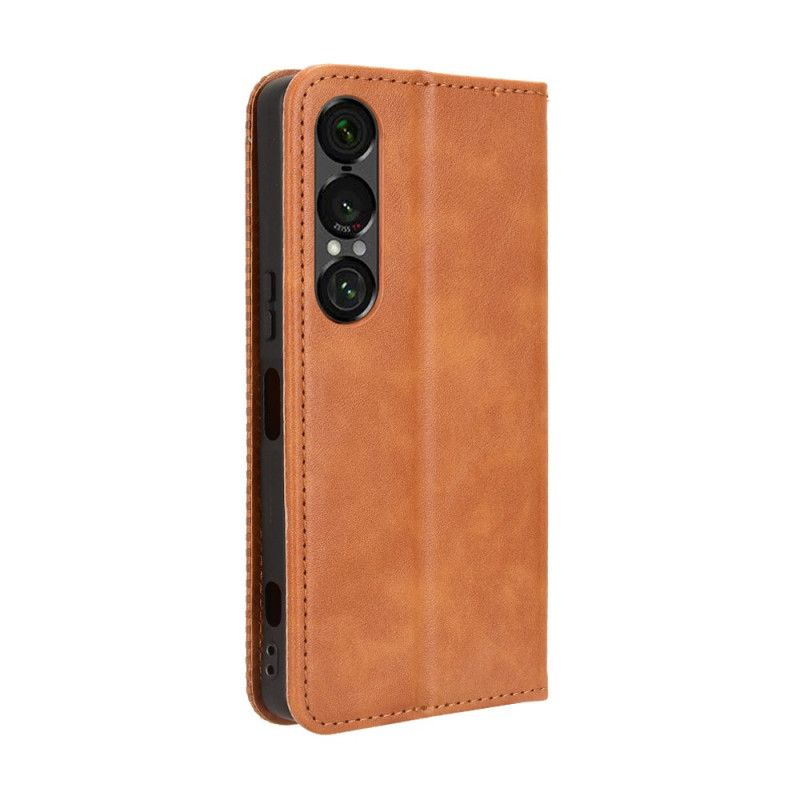 Læder Cover Sony Xperia 1 Vii Telefon Etui Vintage Kant