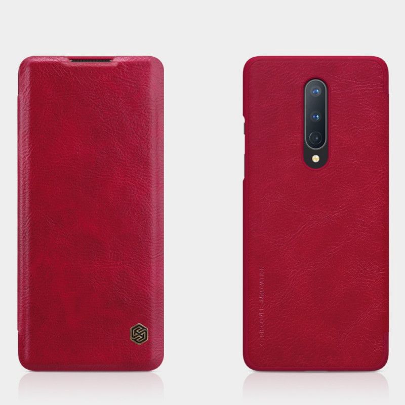 Læder Cover OnePlus 8 Rød Nillkin Qin-Serie