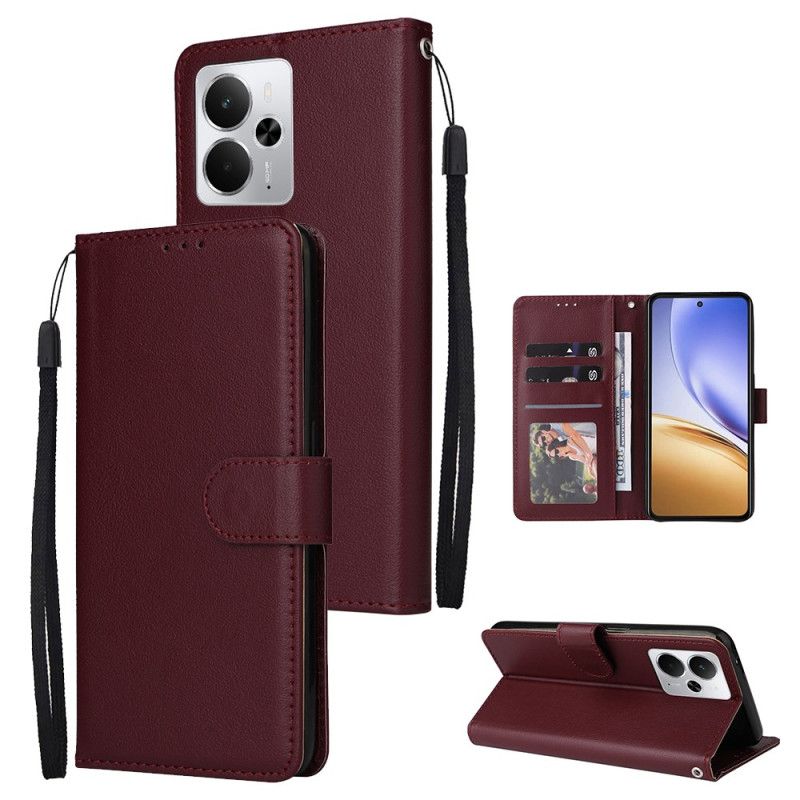 Flip Cover Realme 14 5g Ensfarvet Med Rem