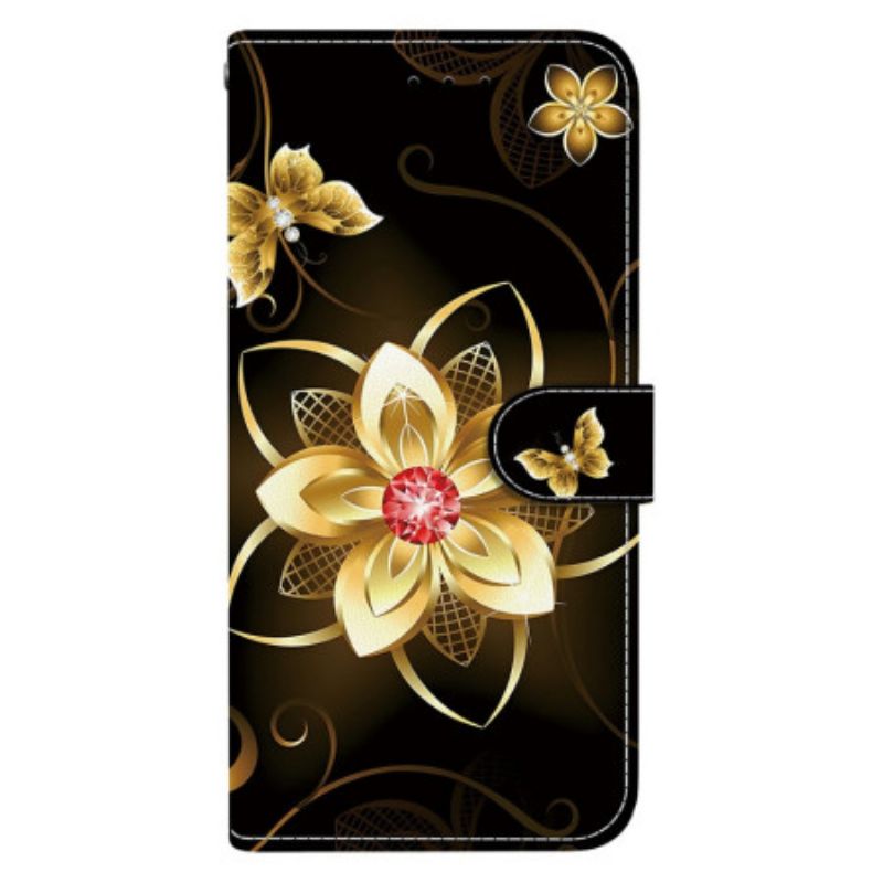 Flip Cover Realme 14 5g Guldblomstermønster