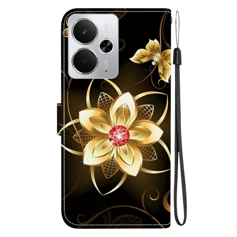 Flip Cover Realme 14 5g Guldblomstermønster