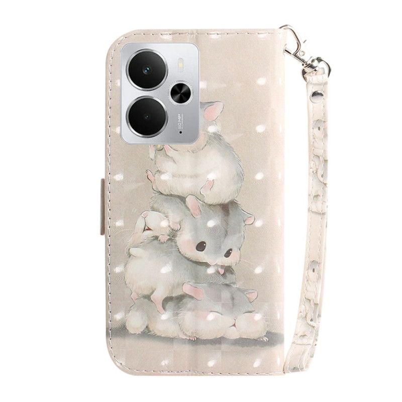 Flip Cover Realme 14 5g Hamstere Med Snor