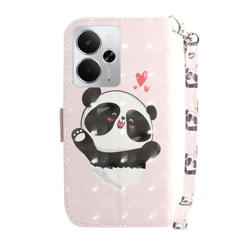 Flip Cover Realme 14 5g Panda-kærlighed Med Snor